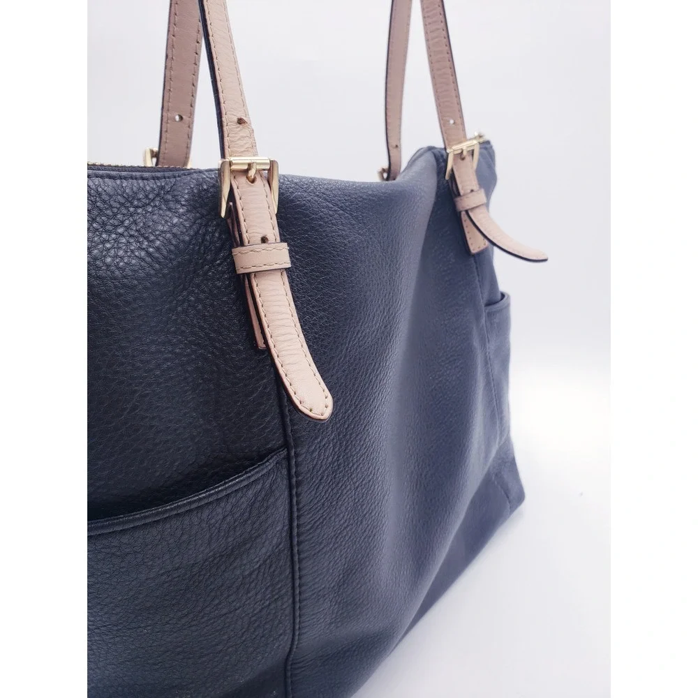 Michael Kors Tote Bag Black Leather Gold Hardware Satchel Purse Large